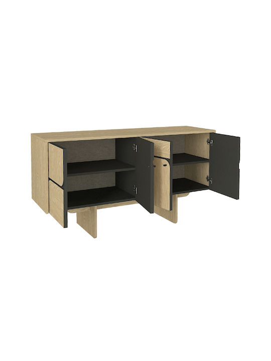 Μπουφές Lava Ξύλινος Rota Oak - Ανθρακί 150x44.6x76cm