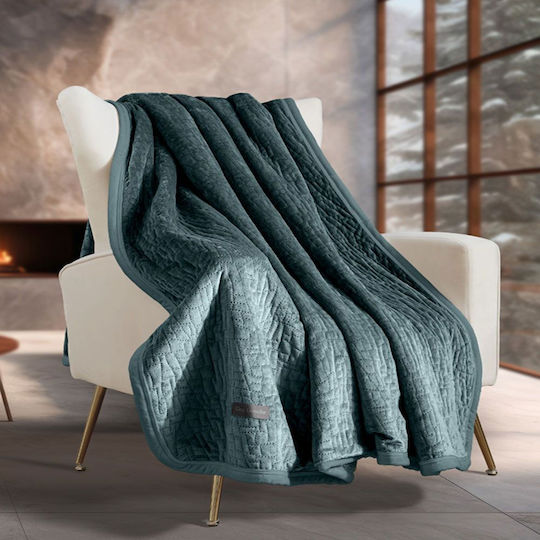 Guy Laroche Bolzano Sherpa Sofa Blanket 130x170cm Emerald
