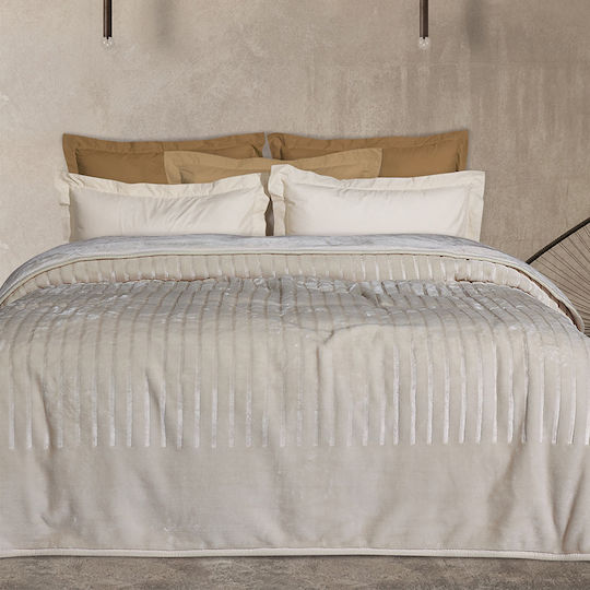 Das Home 1351 Κουβέρτα Βελουτέ Υπέρδιπλη 220x240εκ. Μπεζ