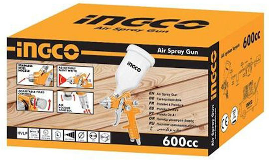 Ingco Πιστόλι Βαφής Αέρος HVLP Άνω Δοχείου 1.4mm