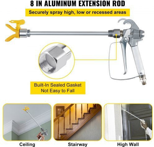 Spray Gun Hose System 15.24 M 248 Bar Spray Angles 0 50 Degrees Aluminum Stainless Steel