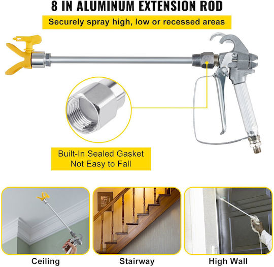 Spray Gun Hose System 15.24 M 248 Bar Spray Angles 0 50 Degrees Aluminum Stainless Steel