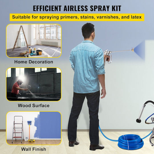 Spray Gun Hose System 15.24 M 248 Bar Spray Angles 0 50 Degrees Aluminum Stainless Steel