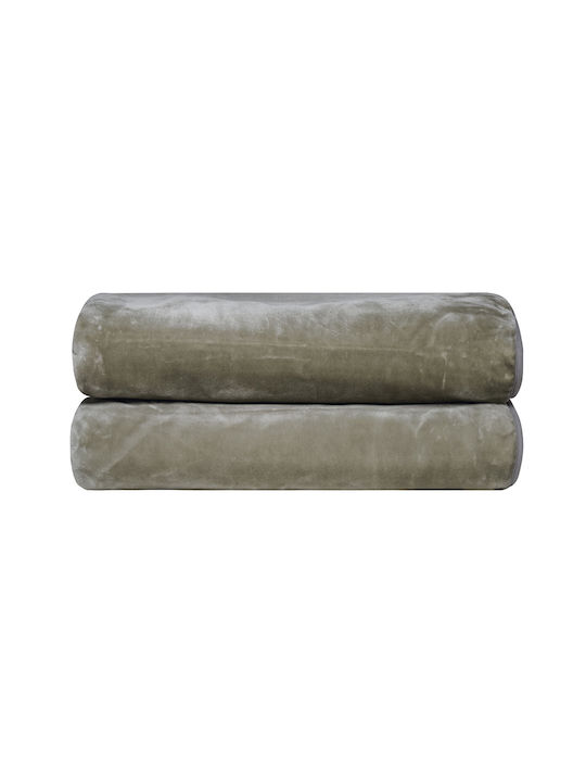 Kentia Notte Velvet Blanket Double 220x240cm Olive
