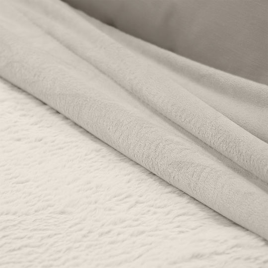 Lino Home Hare Κουβέρτα Γούνινη Διπλή 200x220εκ. Cream