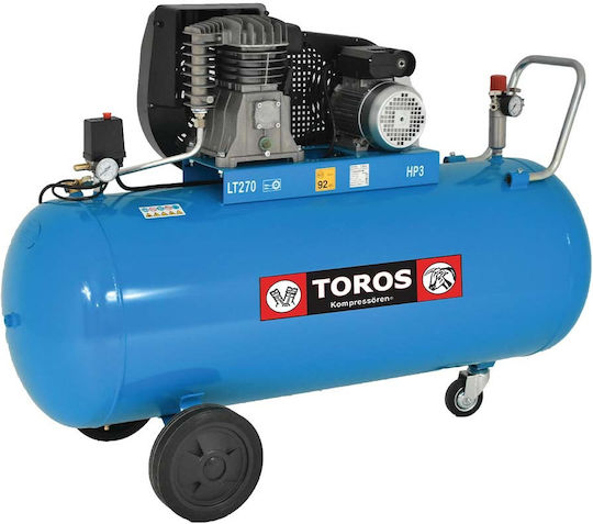 Toros N3-270C-3M Еднофазен Въздушен компресор с Мощност 3к.с и Резервоар 270лт 602003