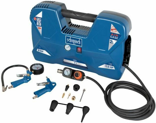 Scheppach Air Case Single-Phase Air Compressors 95dB with Power 1.5hp and Airtank 2lt 5906118901