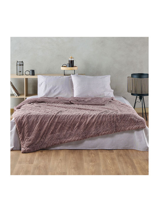 Kentia Libeth Pelzige Decke King Size 260x230cm Old Rose