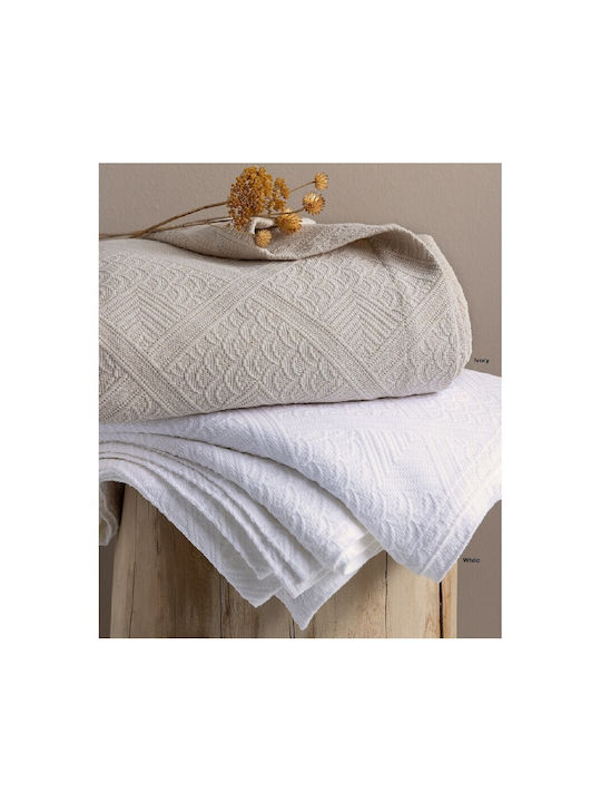 Palamaiki Carla Κουβέρτα Πικέ Μονή 170x260εκ. White