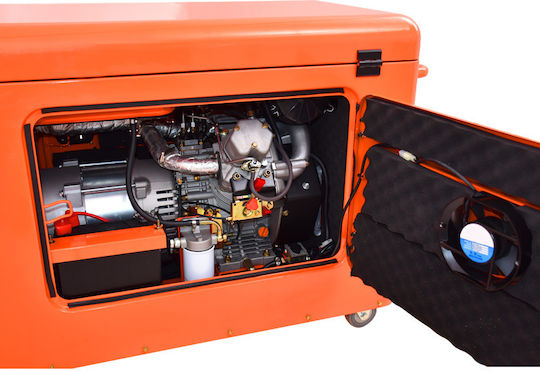Kraft WS15000L-3 Τριφασική Αθόρυβη Γεννήτρια Πετρελαίου Τετράχρονη με Ηλεκτρική - Αυτόματη Μίζα, Ρόδες και Μέγιστη Ισχύ 12.5kVA