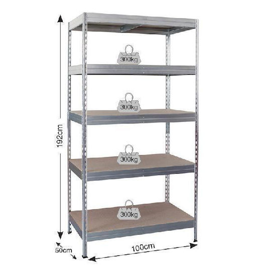Bulle Ραφιέρα Dexion Γαλβανιζέ 100x50x192εκ. με 5 Ράφια Συνολικής Αντοχής 1500kg