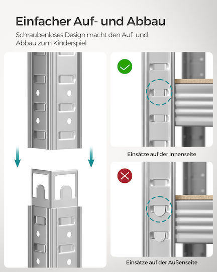 Songmics Ραφιέρα Dexion 120x60x200εκ. με 5 Ράφια Συνολικής Αντοχής 875kg