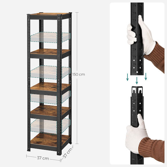 Songmics Ραφιέρα Dexion 37x37x150εκ. με 5 Ράφια Συνολικής Αντοχής 2000kg