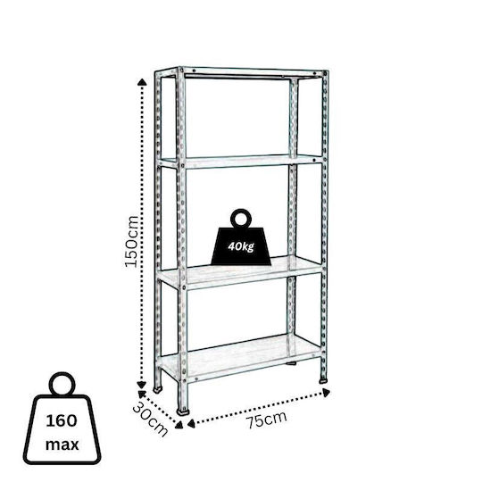 Bizzotto Scaffalature B350Z/160 Dexion Regal Verzinkt 75x30x150cm 247.005