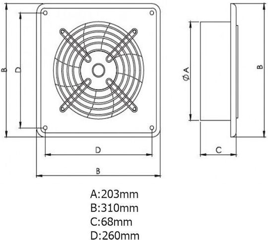 AirRoxy Arok Industrial Axial Ventilator 200mm