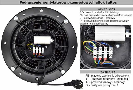 AirRoxy Axial Ventilator industrial Aros Diametru 450mm