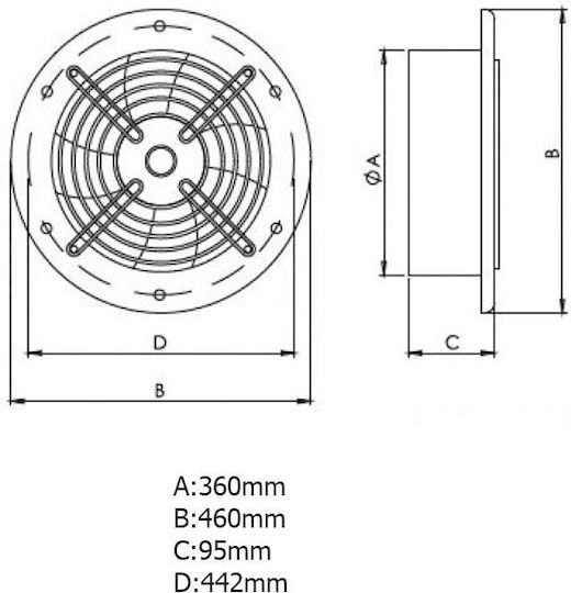 AirRoxy Αξονικός Εξαεριστήρας Aros Διαμέτρου 350mm