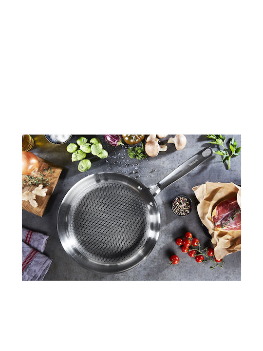 Tefal Eternal Mesh Τηγάνι από Ανοξείδωτο Ατσάλι Με Καπάκι με Κεραμική Επίστρωση 24cm