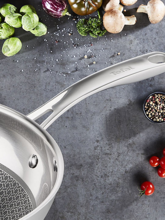 Tefal Eternal Mesh Τηγάνι από Ανοξείδωτο Ατσάλι Με Καπάκι με Κεραμική Επίστρωση 24cm