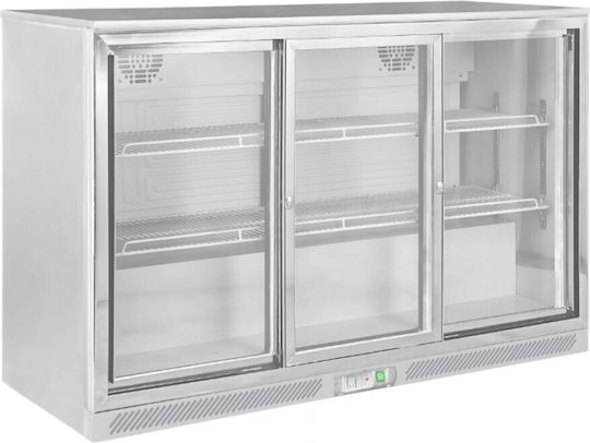Karamco GN-320LS Getränkekühlschrank Back Bar 320lt mit Drei Türen Υ89.5xΠ133.5xΒ50.5cm