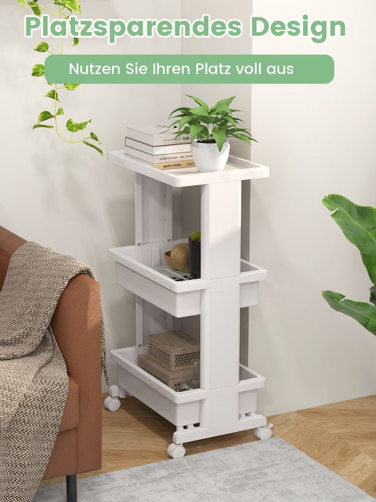Costway Kitchen Trolley Plastic White 45x30x81cm