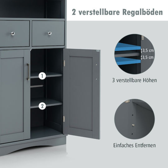Costway Cabinet de baie L60xA30xÎ108cm Gri