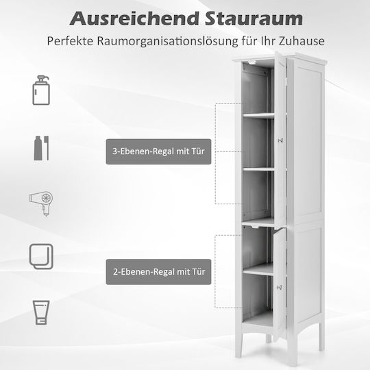 Costway Dulap Coloană Pentru Baie Pardoseală M37xB37xY160cm Alb