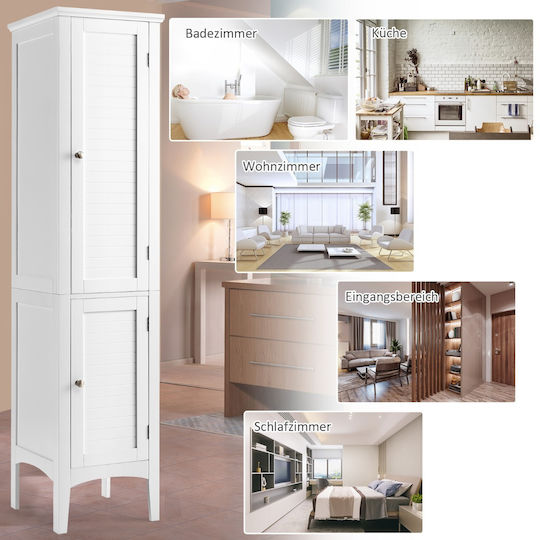 Costway Dulap Coloană Pentru Baie Pardoseală M37xB37xY160cm Alb