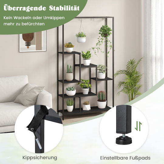 Costway Hanging Pot Stand Metal Black 100cmx30cmx180cmcm.