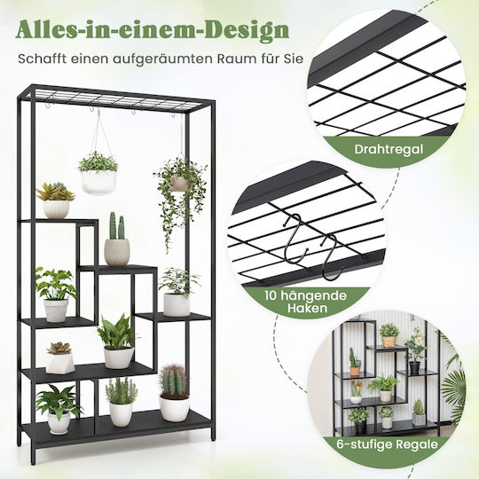 Costway Hanging Pot Stand Metal Black 100cmx30cmx180cmcm.