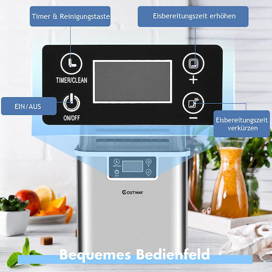 Costway Παγομηχανή με Ημερήσια Παραγωγή 18kg & Χωρητικότητα 18kg