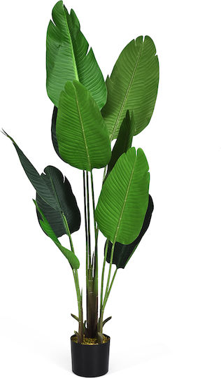 Costway Plantă Artificială Plantă Verde Artificială 160 cm Palmier Tropical Artificial Monstera Plantă Șarpe Hz10194