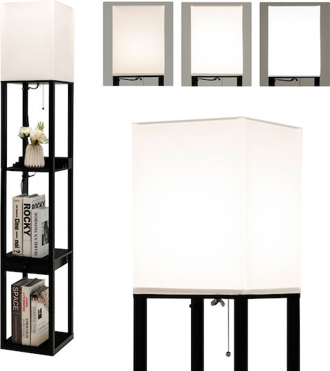 Costway Floor Lamp H159.5xW26cm. with Socket for Bulb E27 Black