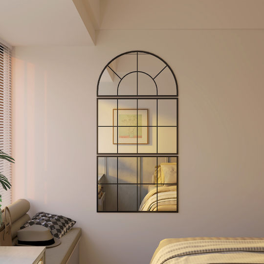 HomCom Oglindă de Perete cu Negru Ramă din Metalic 43x76cm 1buc