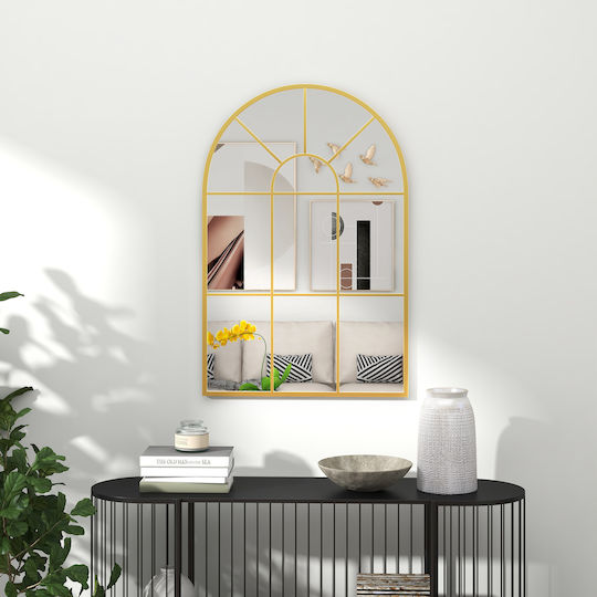 HomCom Oglindă de Perete cu Auriu Ramă din Metalic 91x60cm 1buc