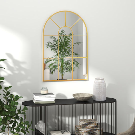 HomCom Oglindă de Perete cu Auriu Ramă din Metalic 91x60cm 1buc