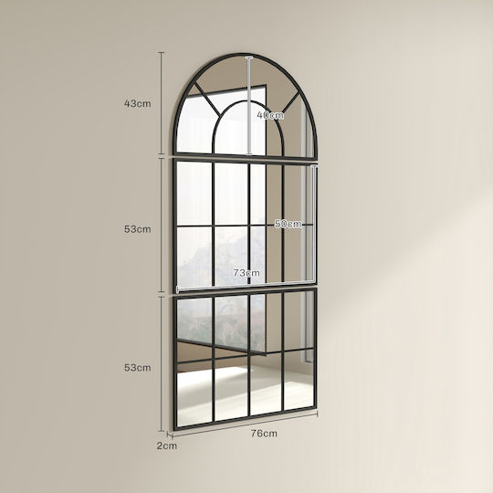 HomCom Oglindă de Perete cu Negru Ramă din Metalic 43x76cm 1buc