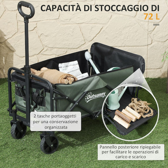 Foldable Garden Cart Metallic Four-wheel 72lt 114x46x65cm.
