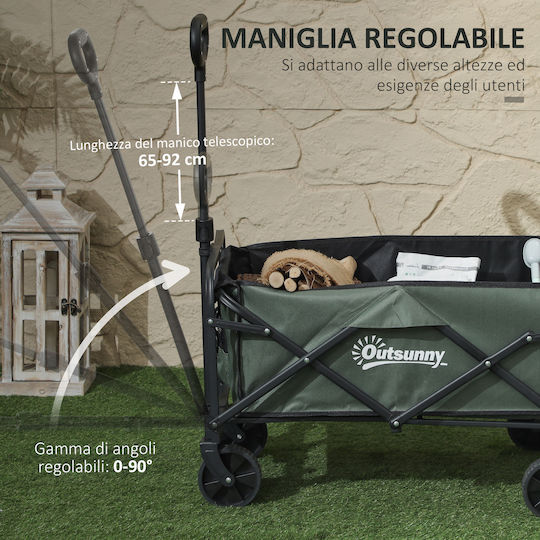 Foldable Garden Cart Metallic Four-wheel 72lt 114x46x65cm.