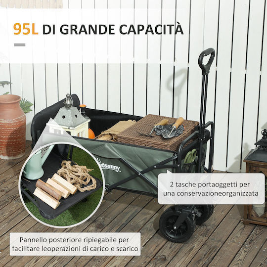 Foldable Garden Cart Metallic Four-wheel 95lt 21x48x78cm.