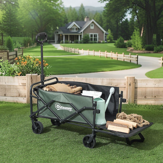 Foldable Garden Cart Metallic Four-wheel 72lt 114x46x65cm.