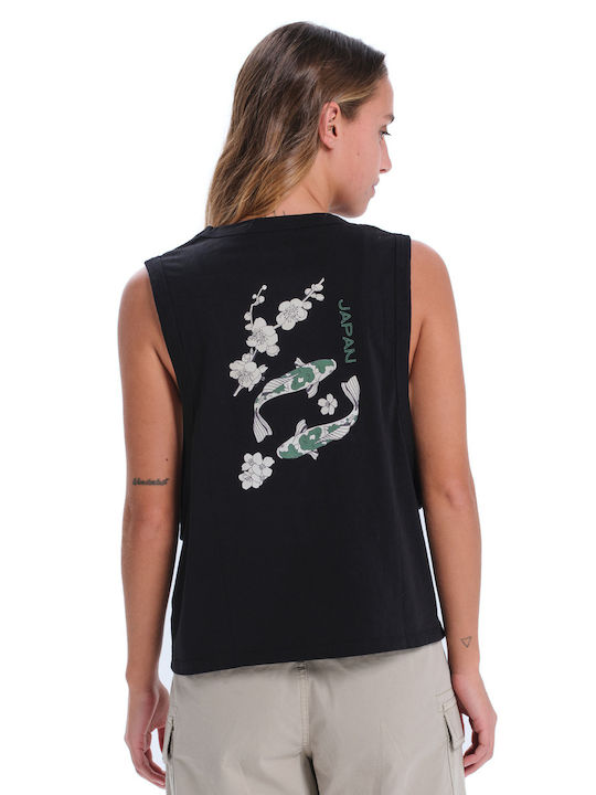 Women's Crop Top Cotton Sleeveless Black