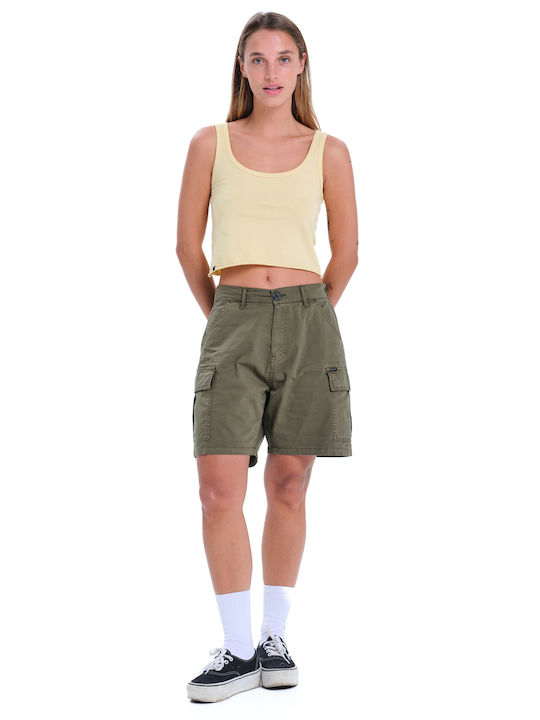 Γυναικείο Καλοκαιρινό Crop Top Βαμβακερό Αμάνικο Κίτρινο