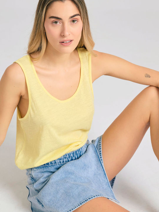 Women's Blouse Cotton Sleeveless Yellow