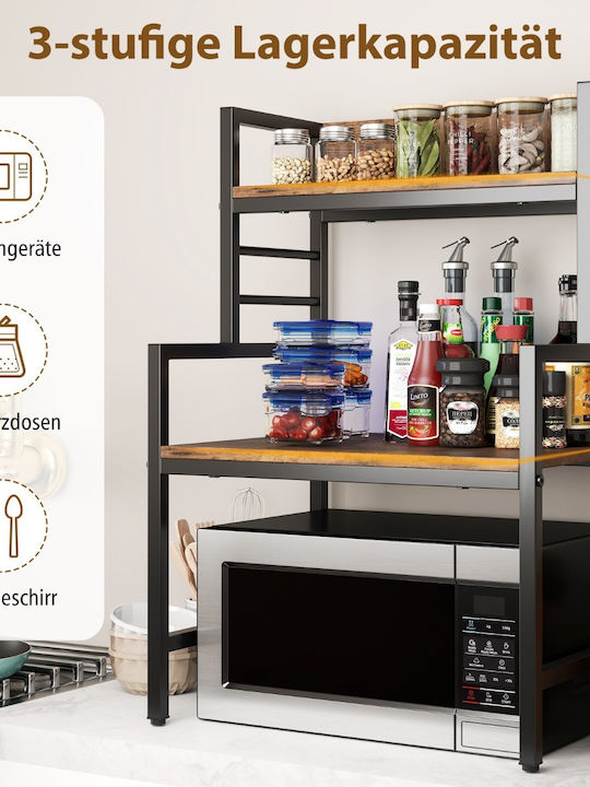 Costway Metallic Kitchen Rack 3 Tiers Brown 52x42x78cm