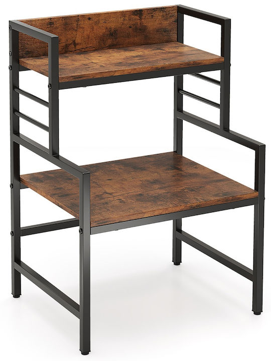 Costway Metallic Kitchen Rack 3 Tiers Brown 52x42x78cm