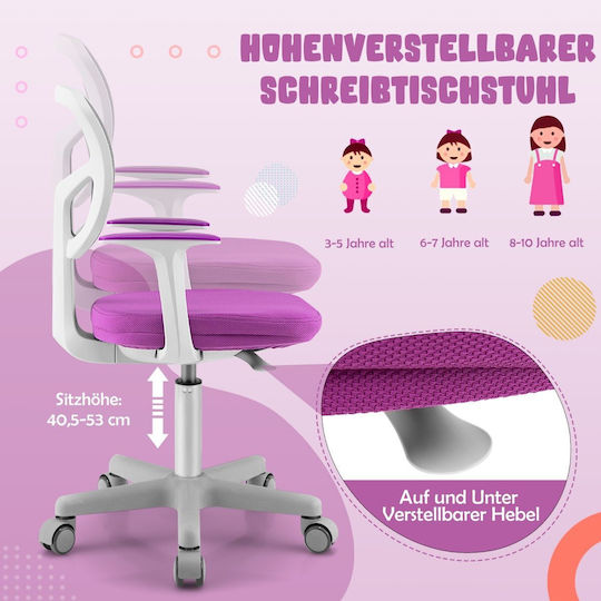 Costway Kinderstühle Büro Lila 54x50x80-91.5cm