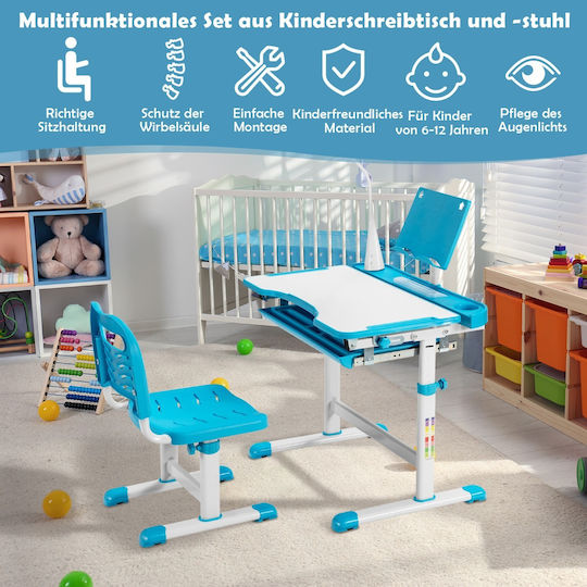 Kinder Schreibtisch aus Melamin Weiß 70,5x52x52-79cm