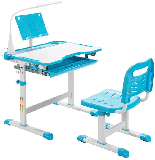 Kinder Schreibtisch aus Melamin Weiß 70,5x52x52-79cm