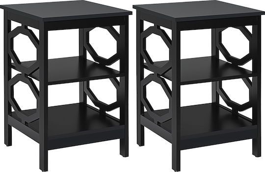 Wooden Black Bedside Tables 2 Pieces 40x40x61cm